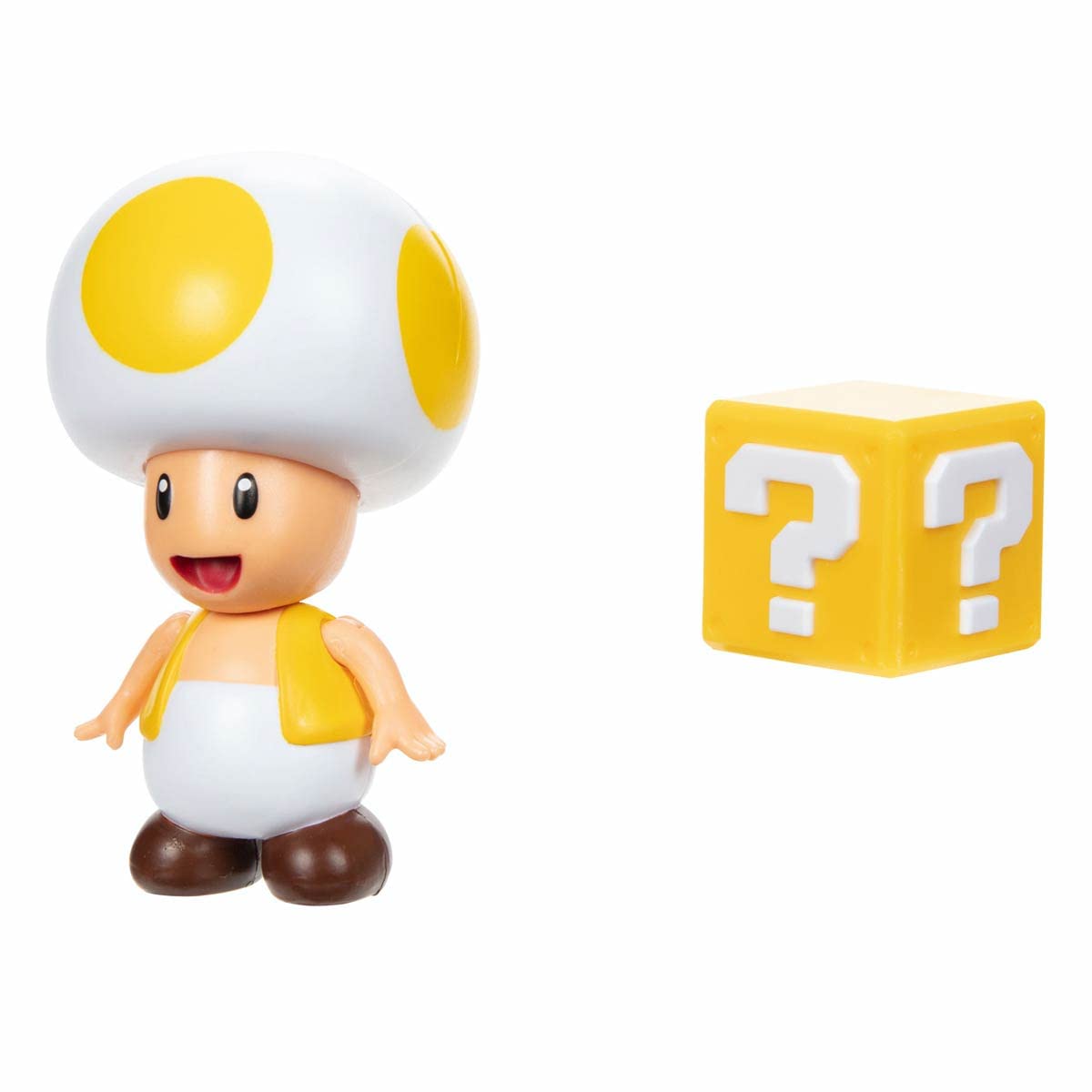 World of Nintendo Yellow Toad figure with Block, ready to spark stories and display charm.
