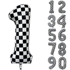 Yeodong checkered number balloon 1 in black and white, 40 inch, ideal birthday decor
