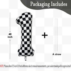 Yeodong checkered number balloon 1 foil close-up highlights premium finish for party decor