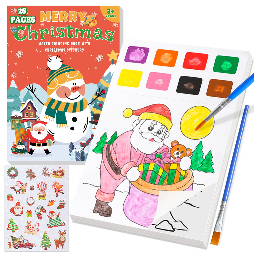 Yeolepor Christmas watercolor book for kids, mess-free painting with water.
