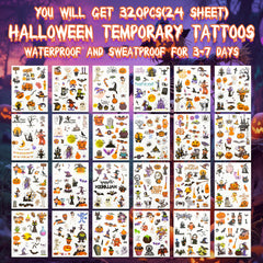 Yeolepor Halloween tattoos with safe, waterproof designs for trick-or-treat fun