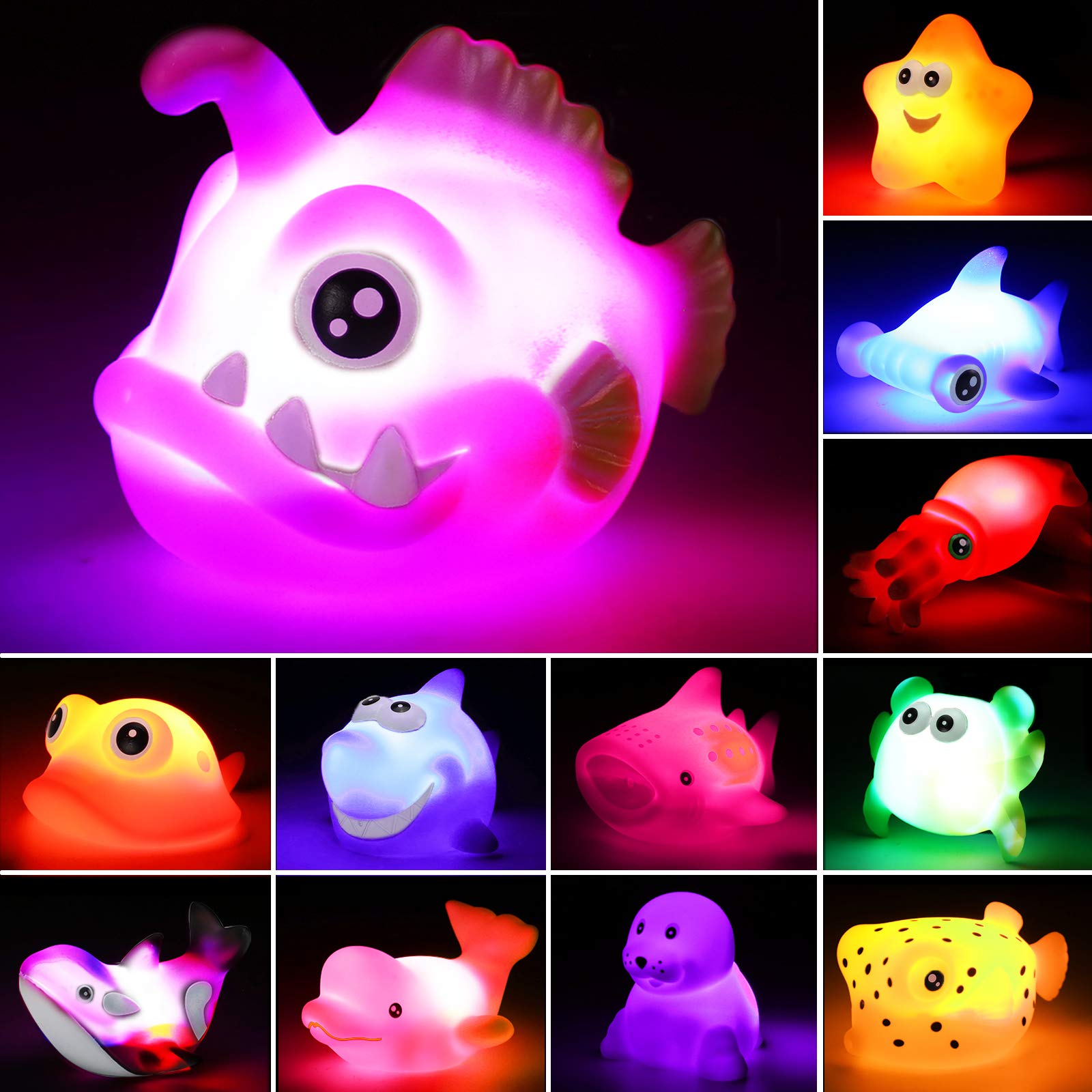Yeonha Toys 12-piece light-up ocean animals brighten bath time with colorful glow