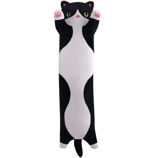 Yeqivo black cat plush pillow front view for cozy comfort