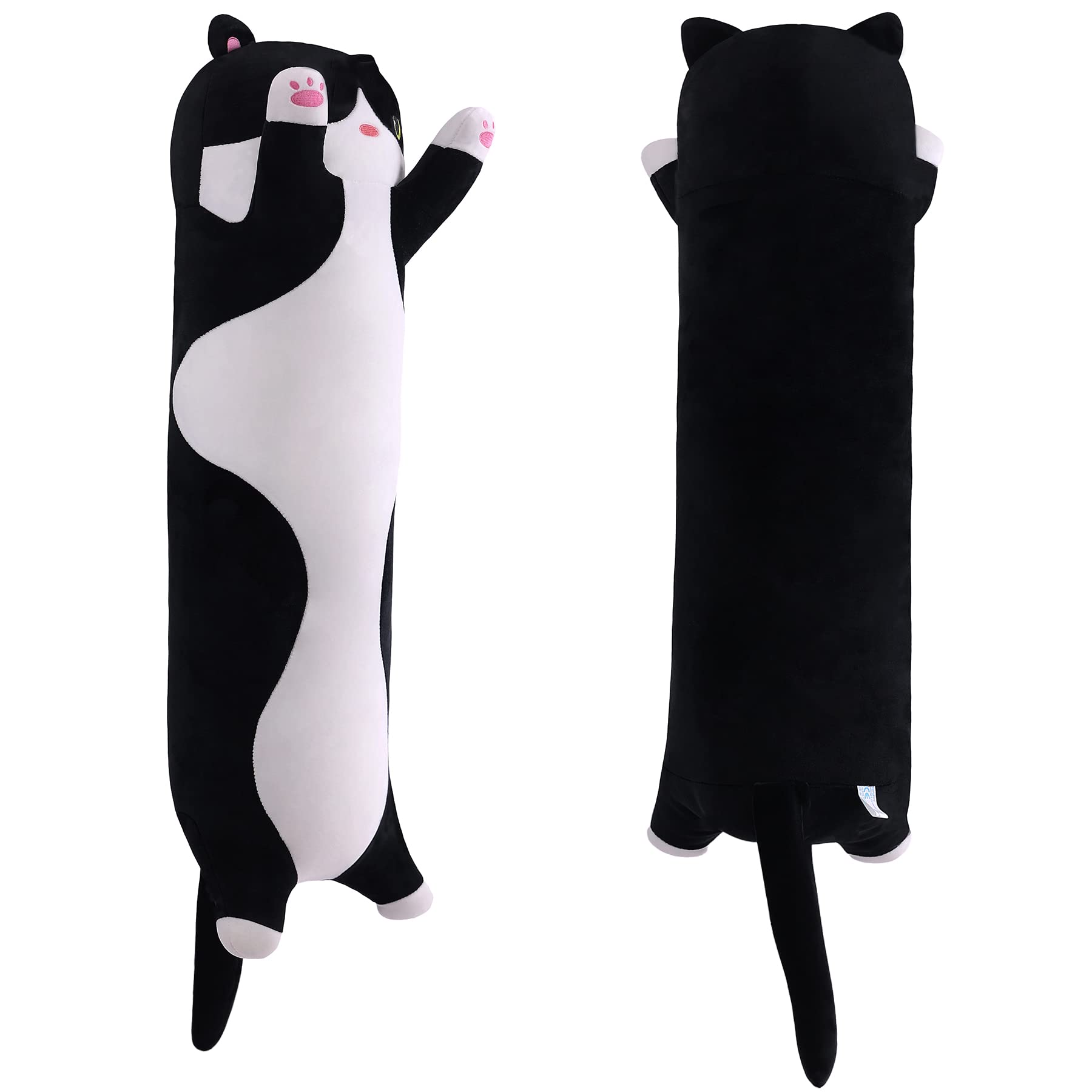 Yeqivo black cat plush pillow side view ideal for naps
