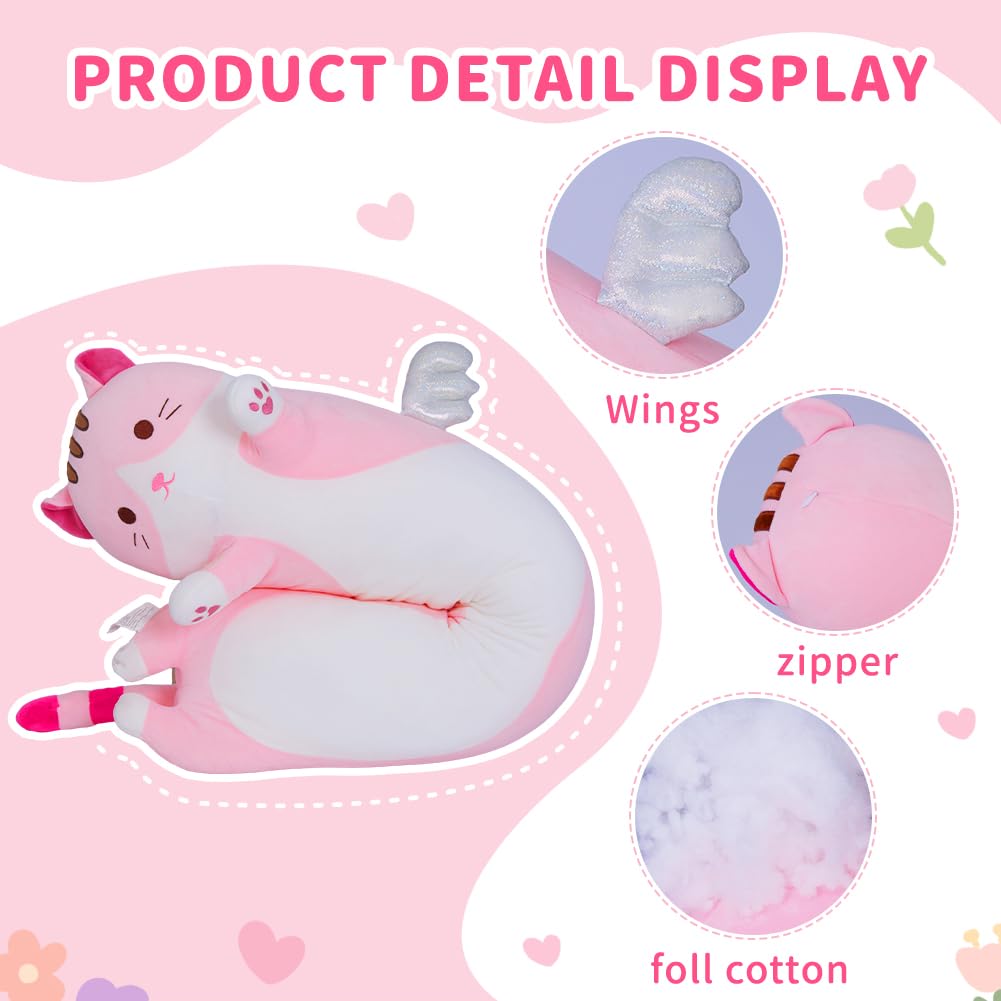 Yeqivo pink 70cm cat plush for huggable comfort during storytelling