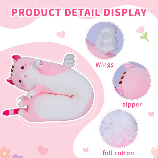 Yeqivo pink 70cm cat plush for huggable comfort during storytelling