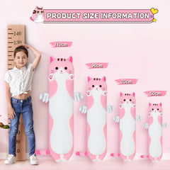 Yeqivo plush cat pillow 90cm soft cuddle companion for kids.