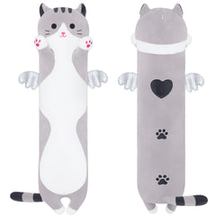 Yeqivo soft cat plush pillow grey 70cm for cozy lounging and cuddling