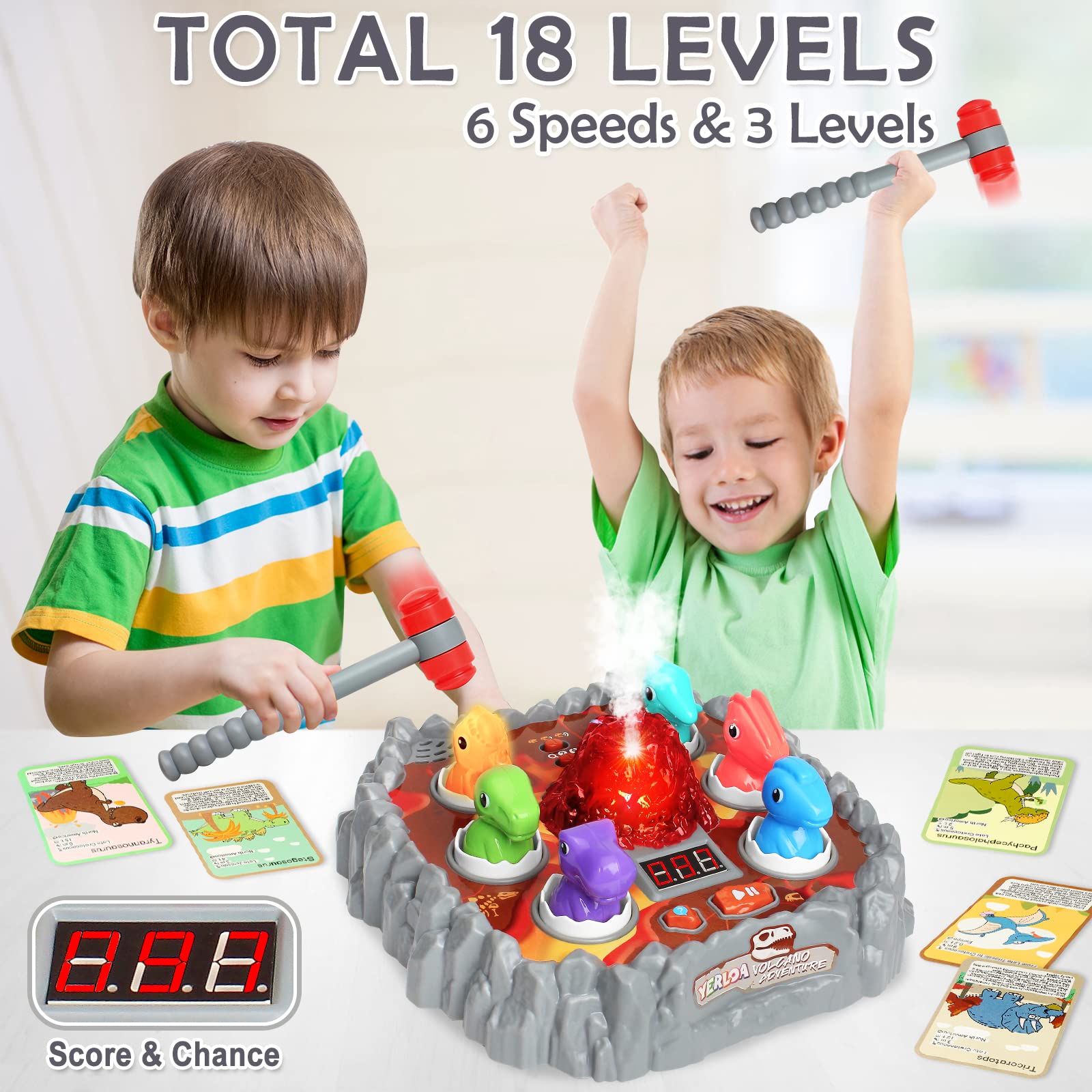 Yerloa Whack Game volcano centerpiece designed for imaginative play.