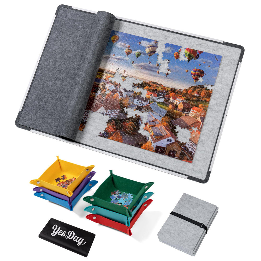 Yesday 1500-piece puzzle board folds compactly for easy storage.
