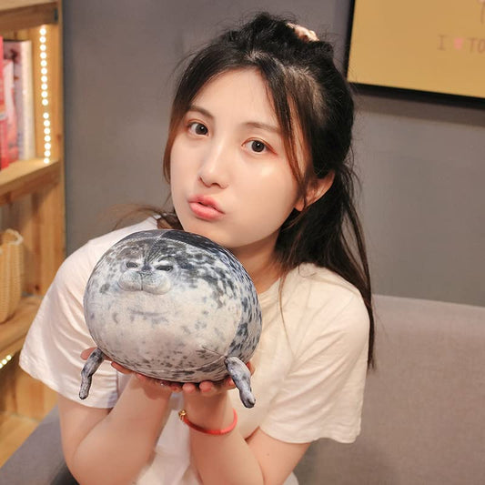 YesGIRL seal plush pillow cute face with inviting eyes and cozy appeal.