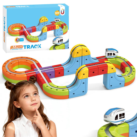 YESHIN electric train set with 3D track for immersive, creative play.