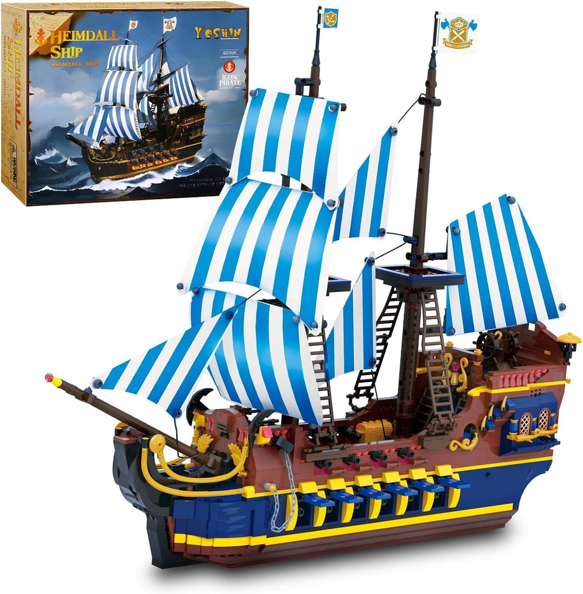 YESHIN Pirates Ship model front view, a bold display piece for shelves and desks.