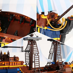 YESHIN Pirates Ship model rotating rudders add dynamic detail during showcase.