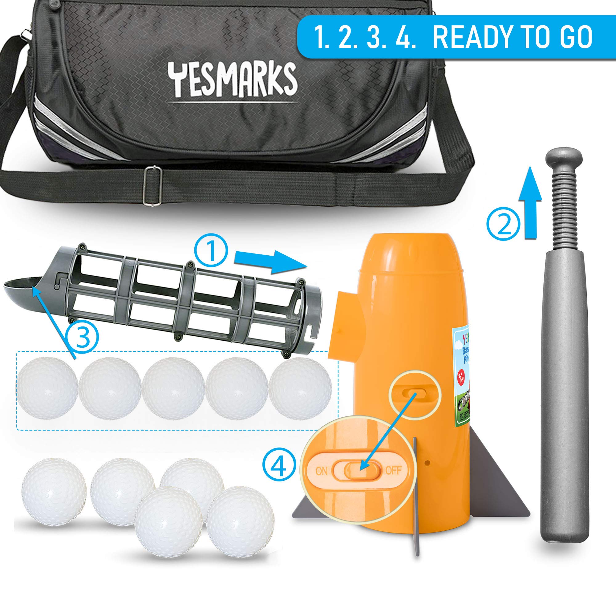 YESMARKS outdoor batting practice setup with a child