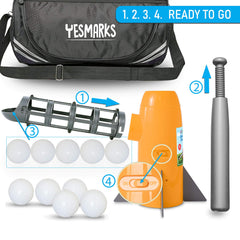 YESMARKS outdoor batting practice setup with a child