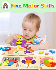 Yetonamr wooden toddler puzzle features smooth edges for safe play.