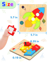 Yetonamr wooden toddler puzzle train fosters sequencing and language development with vehicle names