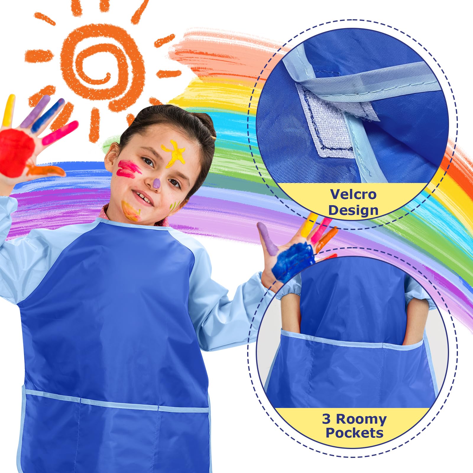 Yeunmu toddler smock three pockets for quick supply access