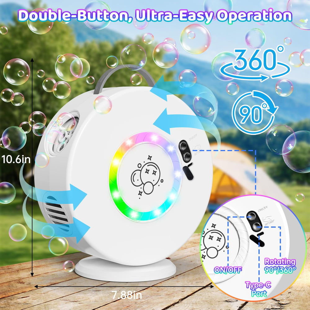 Yevohadt Bubble Machine with 360-degree rotation for immersive bubbles