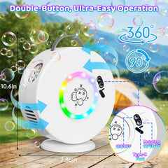 Yevohadt Bubble Machine with 360-degree rotation for immersive bubbles