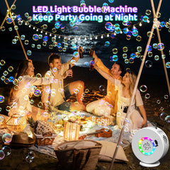 Yevohadt Bubble Machine features a large water tank for longer play