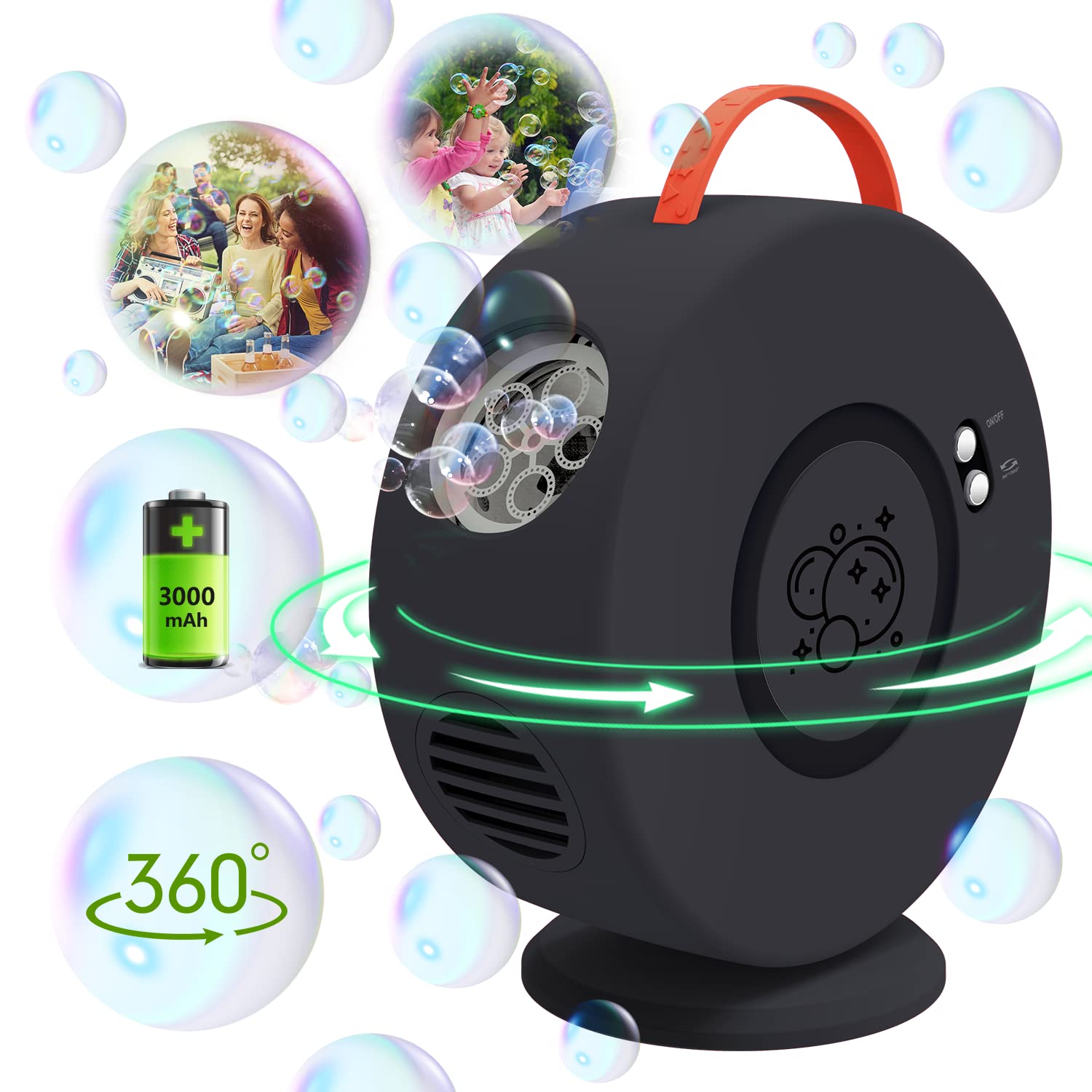 Yevohadt bubble machine with rotating angles for dynamic party ambience