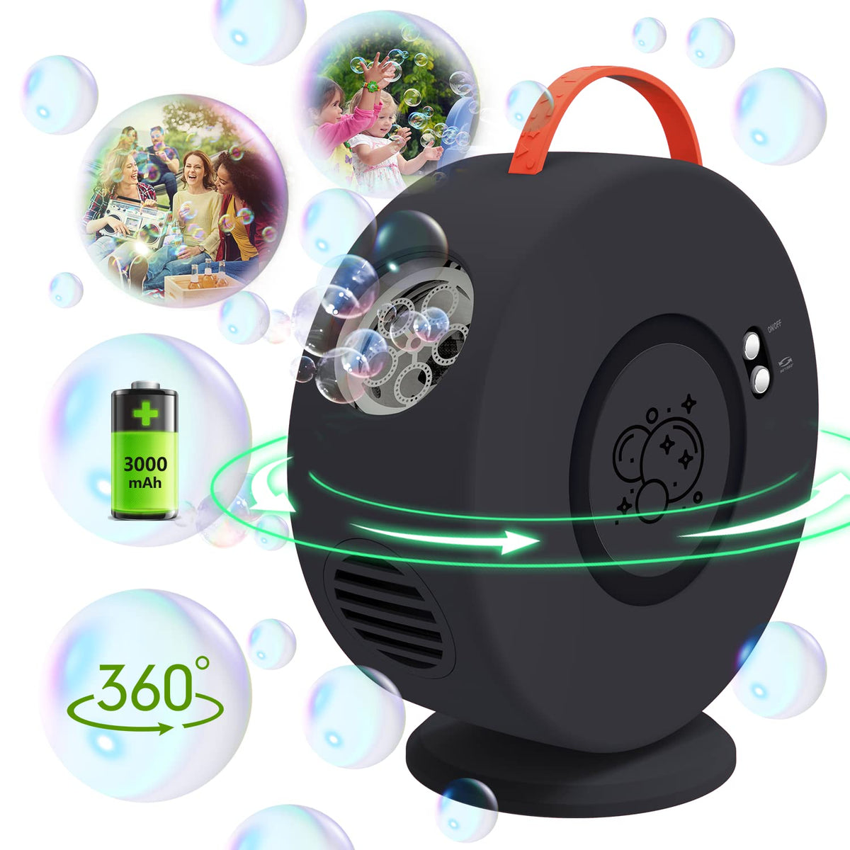 Yevohadt bubble machine with rotating angles for dynamic party ambience