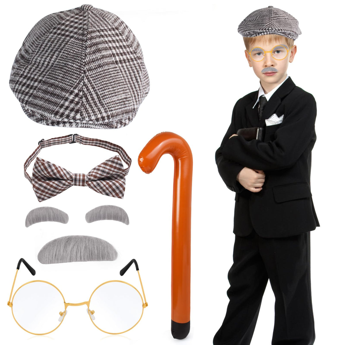 Yewong Kids Old Man Costume Beret Hat adds playful retro charm for dress-up