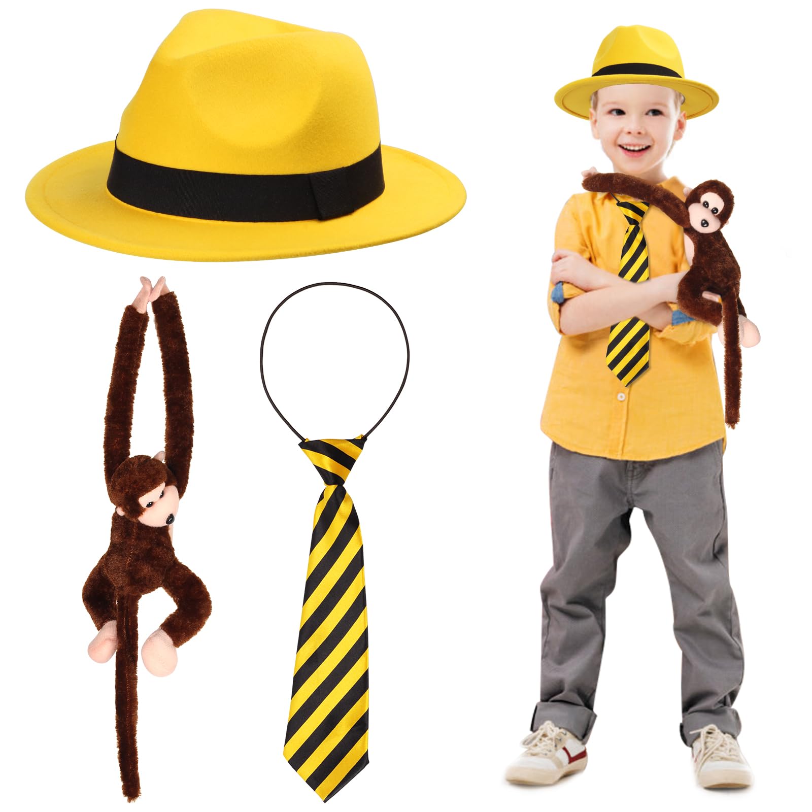 Yewong yellow fedora hat for kids with soft fabric and adjustable inner band for a comfortable fit.