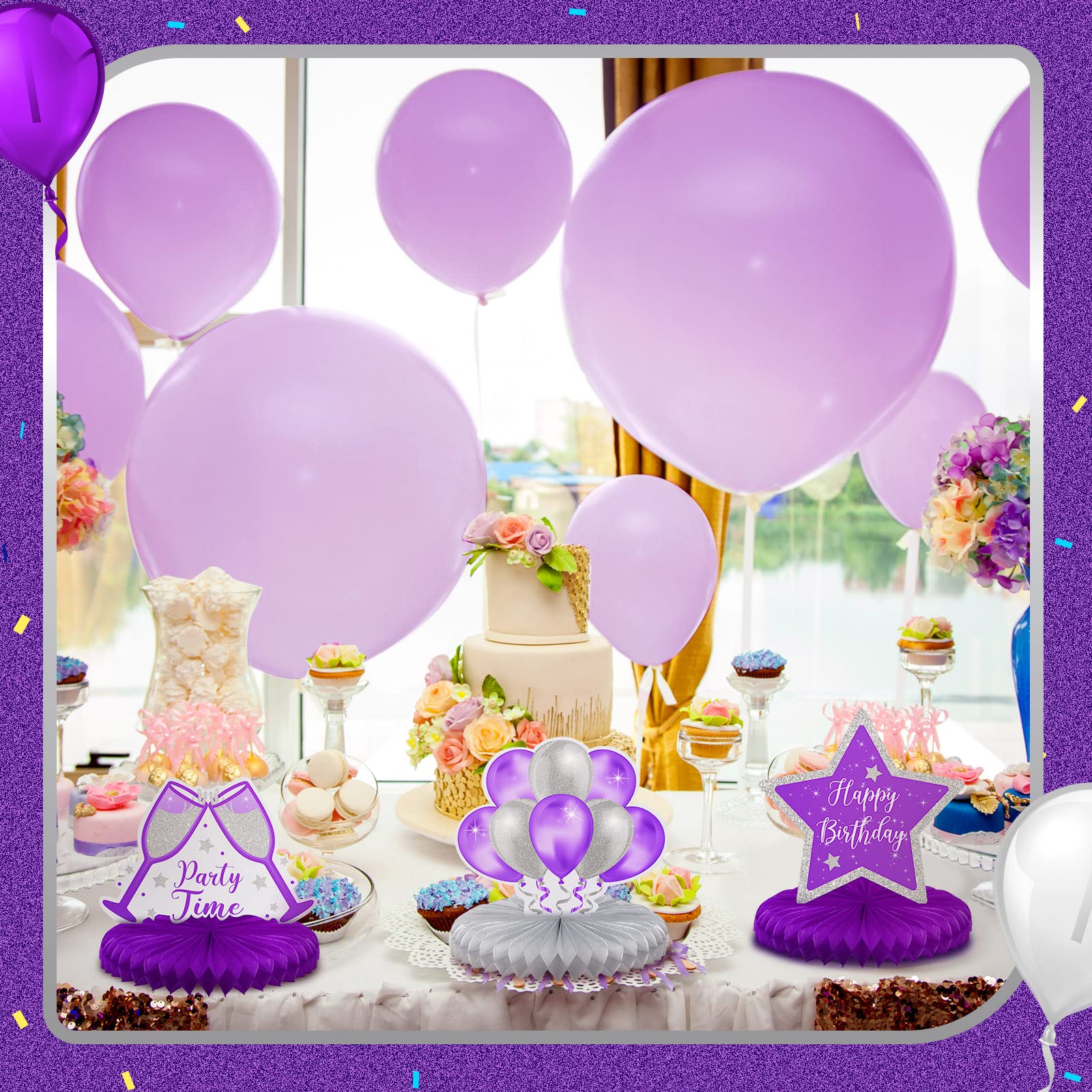 Yexiya purple and silver star design centerpiece adds chic focus to celebrations