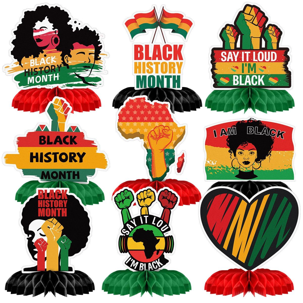 Yexiya black history month honeycomb centerpiece on table for vibrant party decor