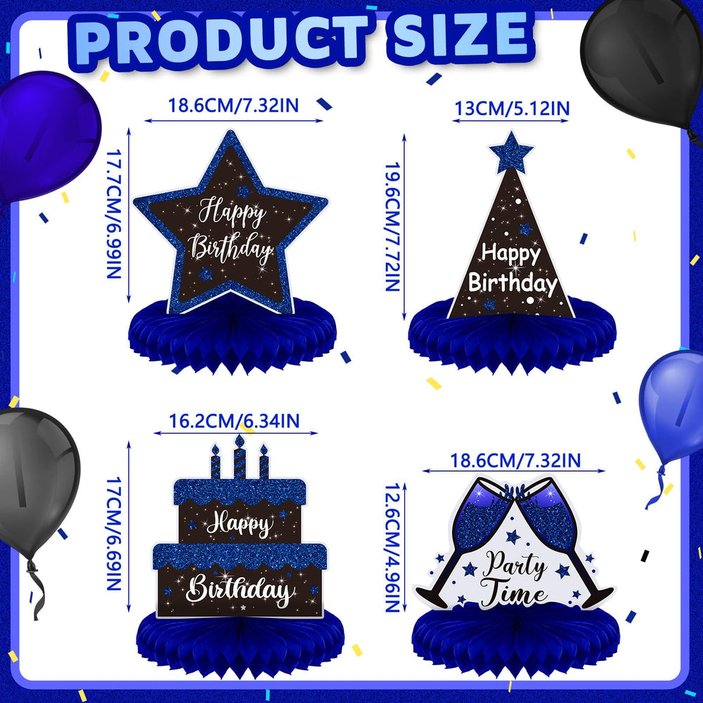 Yexiya blue and black honeycomb centerpiece ready to stand during celebrations
