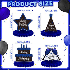 Yexiya blue and black honeycomb centerpiece ready to stand during celebrations
