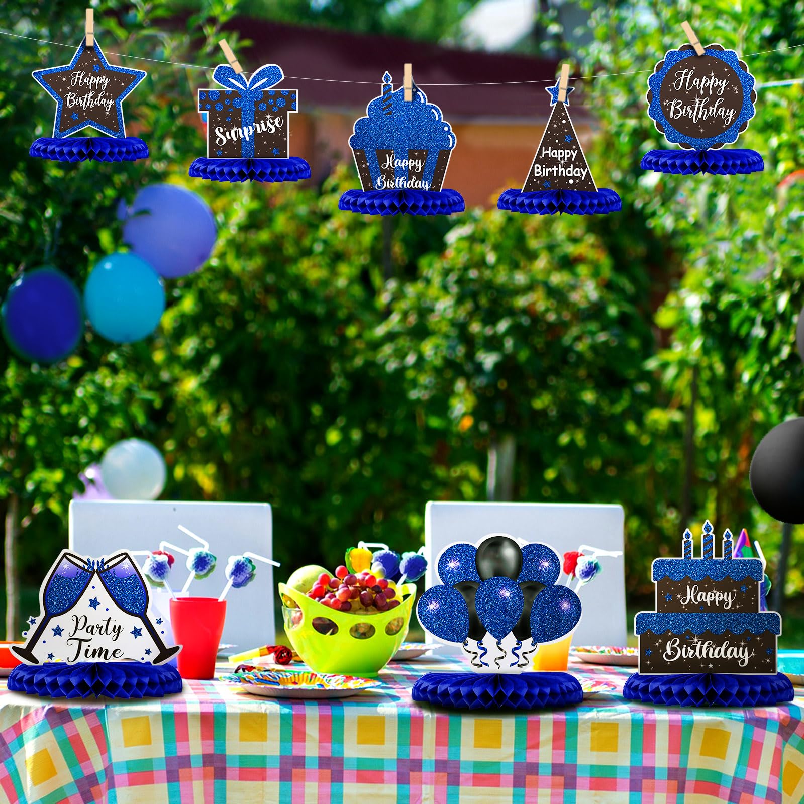 Yexiya birthday centerpieces honeycomb set—double-sided art for elevating tables