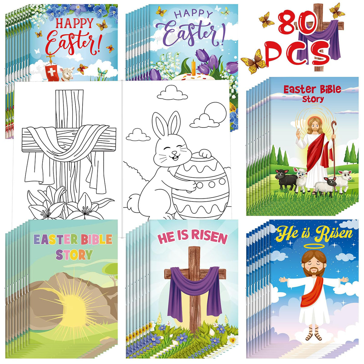 Yexiya Easter Bible coloring book pack cover; inviting themes for kids, ideal Easter gift.