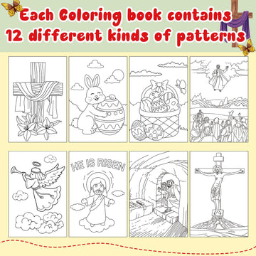 Yexiya Easter Bible story artwork; crosses and eggs for wholesome coloring.