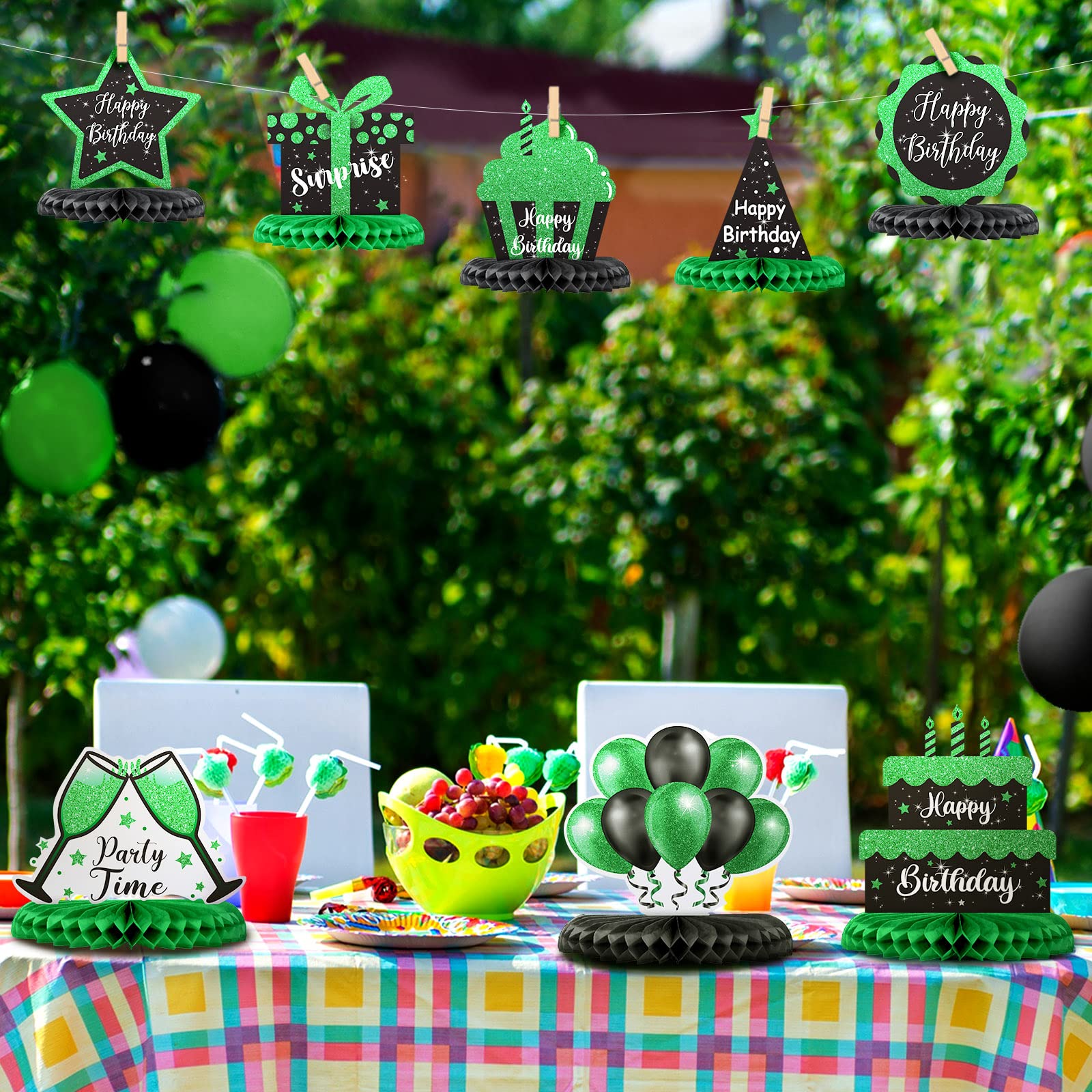 Yexiya black-green honeycomb centerpieces brighten any party