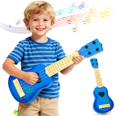 YEZI Kids Ukulele blue front view, ideal for early music exploration.