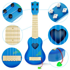 YEZI blue ukulele strings closeup highlights durable carbon nylon strings.