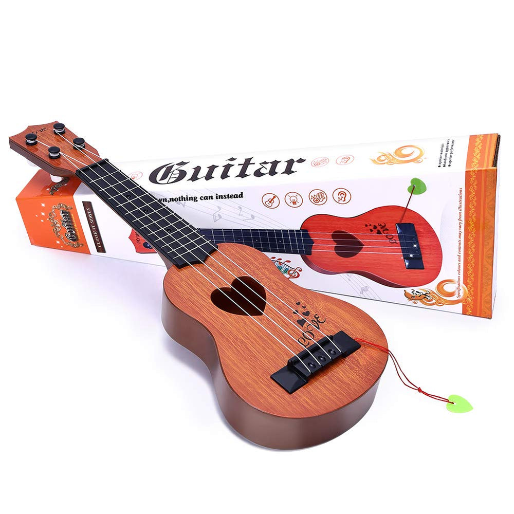 YEZI Kids ukulele brown strings close-up, durable nylon strings for kids.