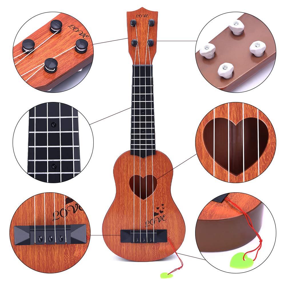 YEZI Kids ukulele brown wood grain, appealing design for home music.