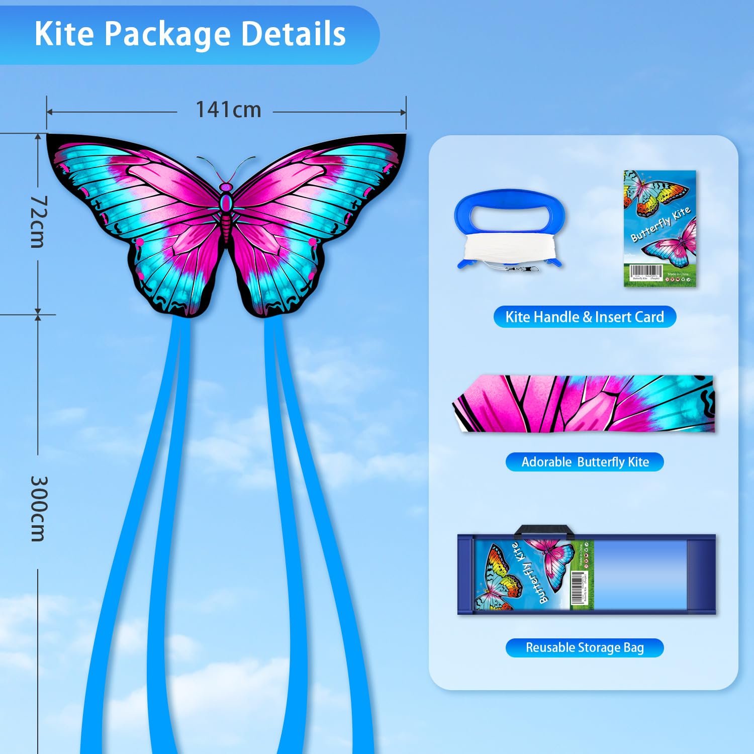 YFAFENGS butterfly kite with long tail for wind stability