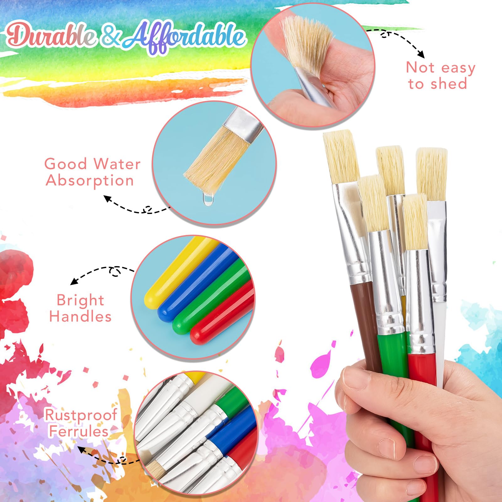 YGAOHF flat brushes featured for versatile washes on crafts and school projects.