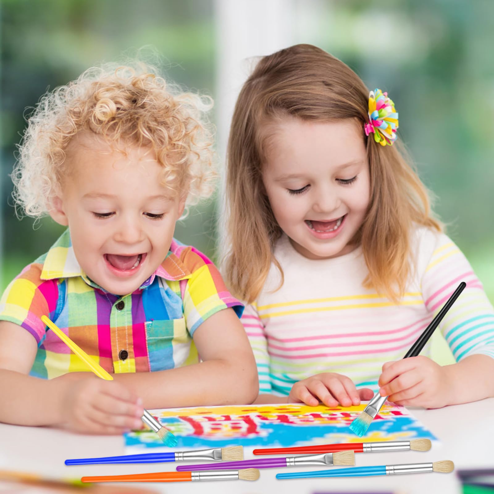 YGAOHF kids paintbrushes easy-grip handles for precise control.