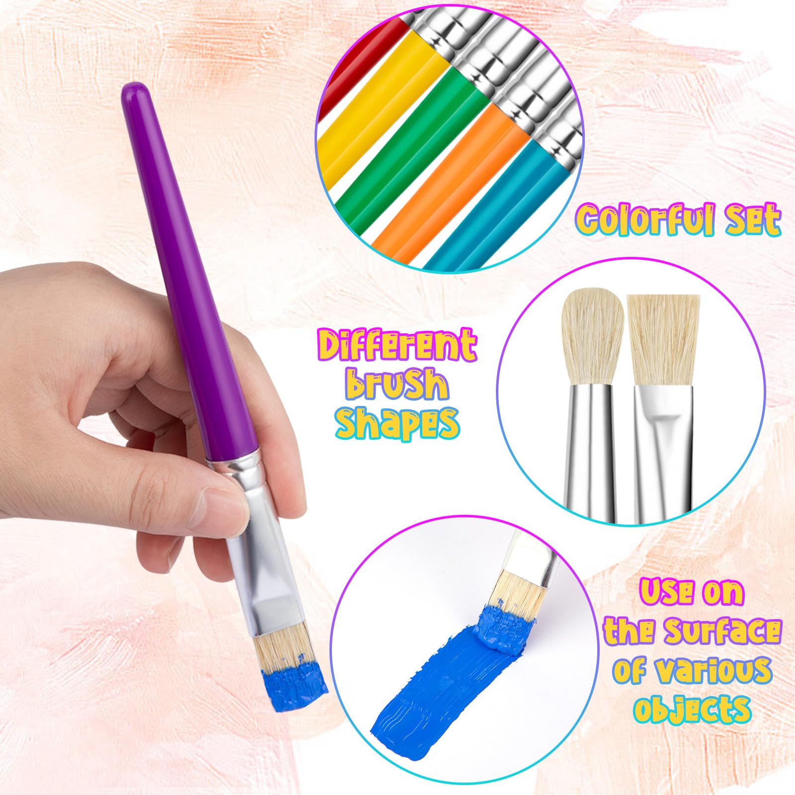 YGAOHF round brushes with bright handles improve visibility.