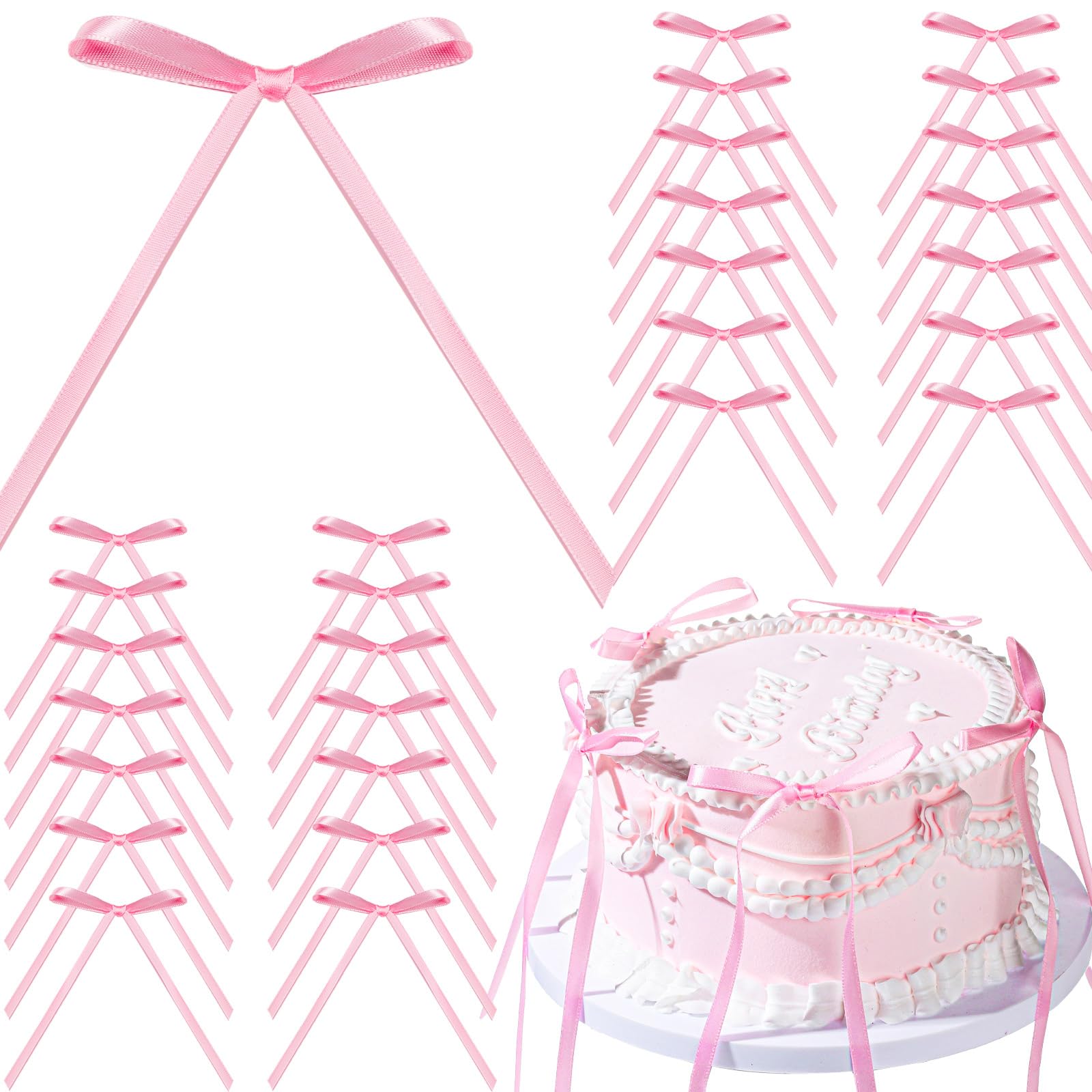 YGDZ pink bows for cake topper add elegant touch to frosted cakes