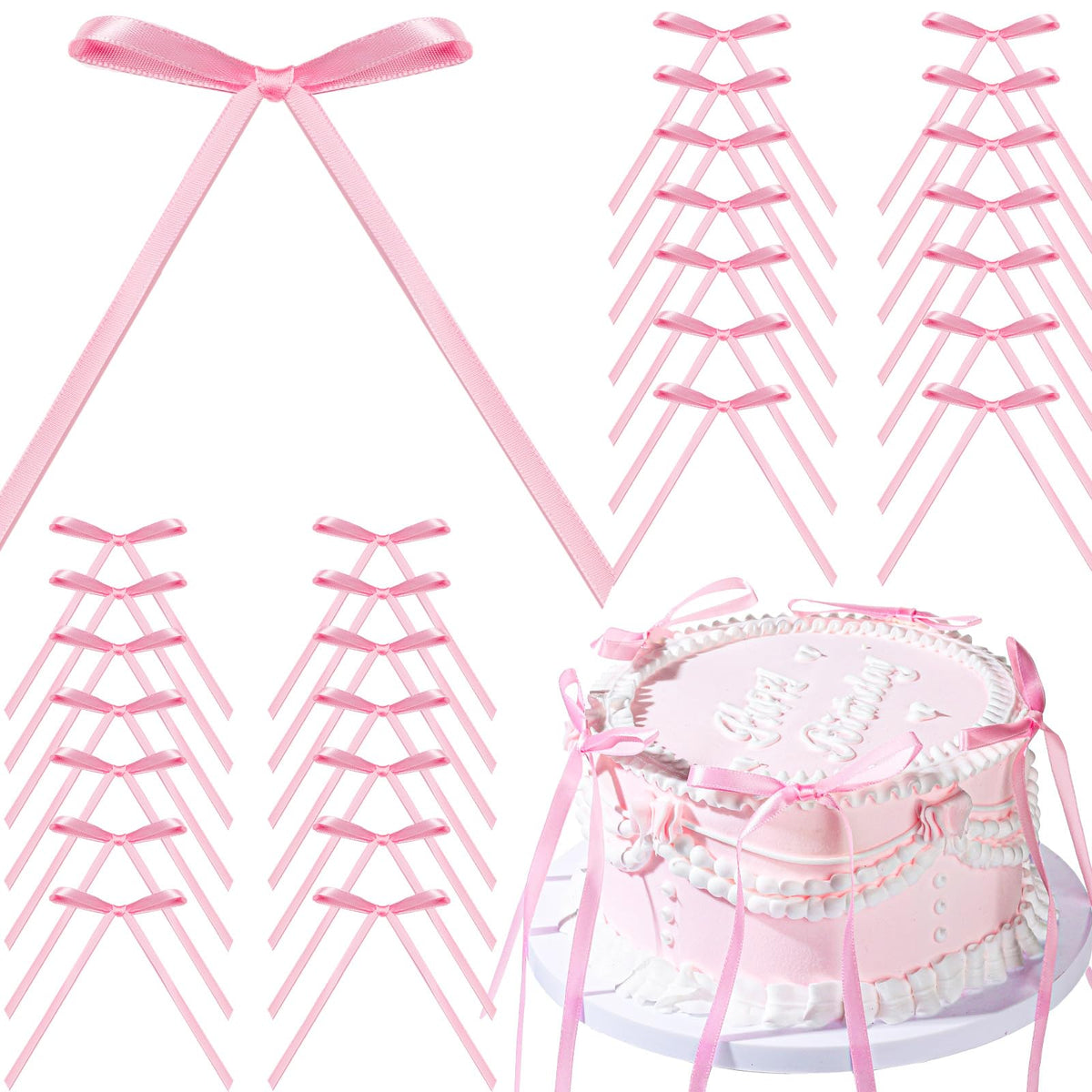 YGDZ pink bows for cake topper add elegant touch to frosted cakes