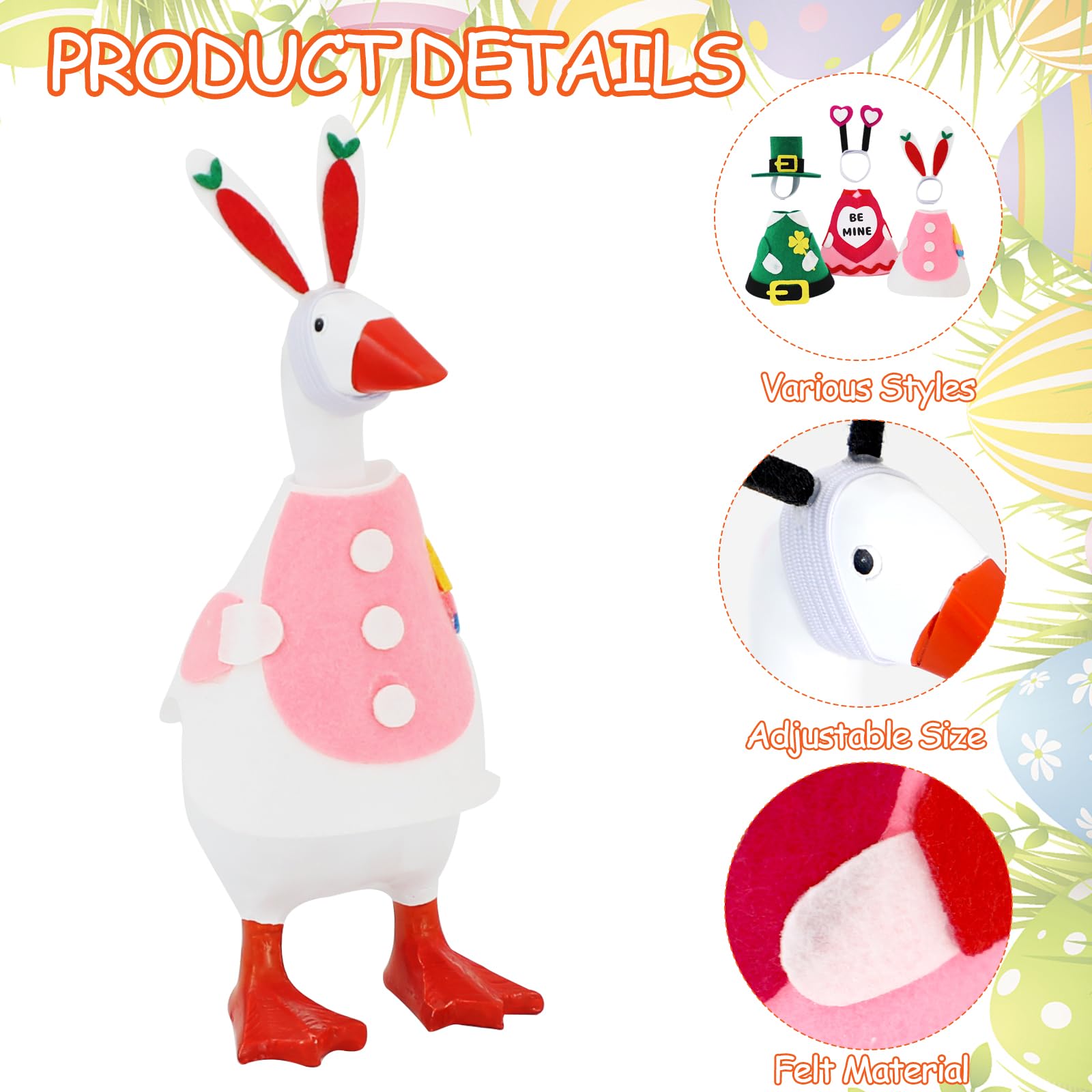 YGEINIT Easter bunny outfit on a 7-inch desk goose for spring decor