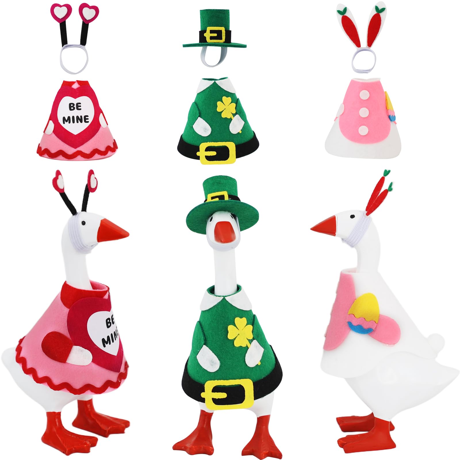 YGEINIT Valentine heart outfit on a 7-inch desk goose ready for festive decor